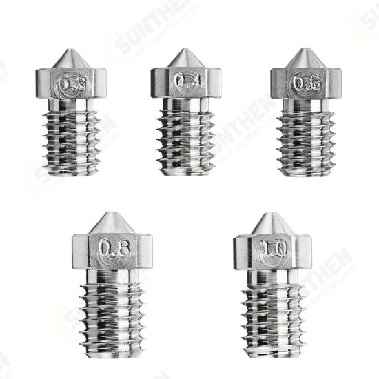 0.3mm/0.4mm/0.6mm/0.8mm/1.0mm Titanium Alloy M6 Thread Nozzle for 3D Printer