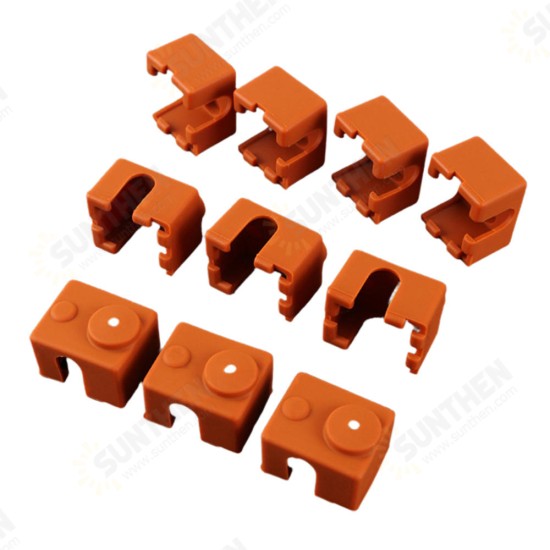 10Pcs Coffee Silicone Case for Hotend Heating Block Protective Cover 280℃ for 3D Printer