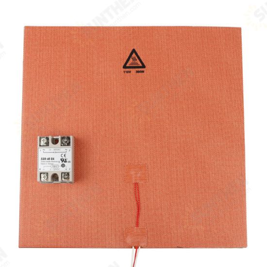 300*300mm 110V 300W Silicone Pad Heated Bed Heating Pad + SSR Solid State Relay Kit for 3D Printer