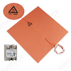 300*300mm 110V 300W Silicone Pad Heated Bed Heating Pad + SSR Solid State Relay Kit for 3D Printer 300*300mm 110V 300W Silicone Pad Heated Bed Heating Pad + SSR Solid State Relay Kit for 3D Printer