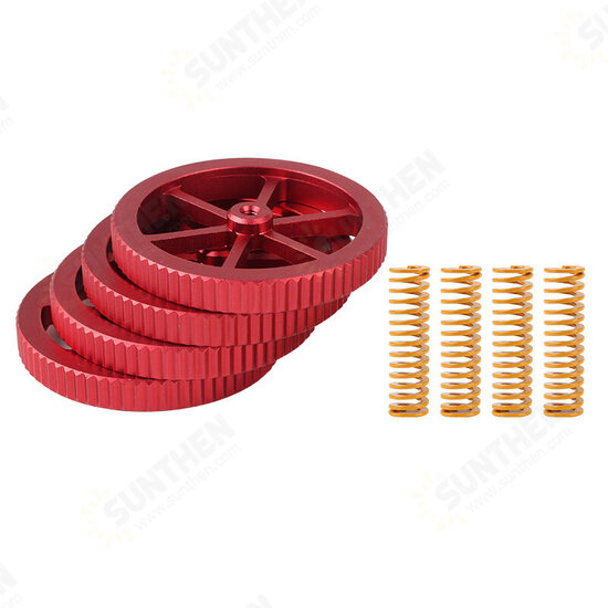 4Pcs Upgraded Metal Red Hand Screwed Leveling Nut + 4pcs Spring for Creality 3D Ender-3 Series 3D Printer Part