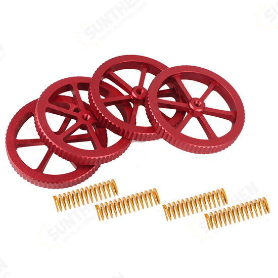 4Pcs Upgraded Metal Red Hand Screwed Leveling Nut + 4pcs Spring for Creality 3D Ender-3 Series 3D Printer Part