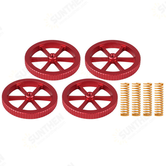 4Pcs Upgraded Metal Red Hand Screwed Leveling Nut + 4pcs Spring for Creality 3D Ender-3 Series 3D Printer Part