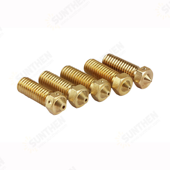 5Pcs V6 Brass Heating Block Nozzle 1.75mm 0.4/0.6/0.8/1/1.2mm Extruder Nozzle Kit for 3D Printer