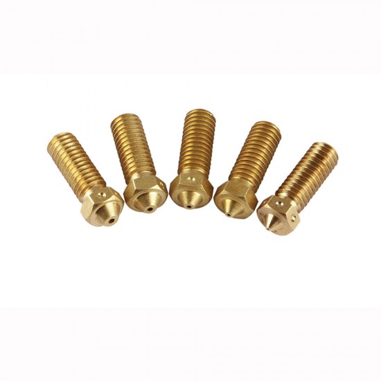 5Pcs V6 Brass Heating Block Nozzle 1.75mm 0.4/0.6/0.8/1/1.2mm Extruder Nozzle Kit for 3D Printer