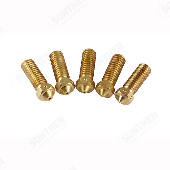 5Pcs V6 Brass Heating Block Nozzle 1.75mm 0.4/0.6/0.8/1/1.2mm Extruder Nozzle Kit for 3D Printer