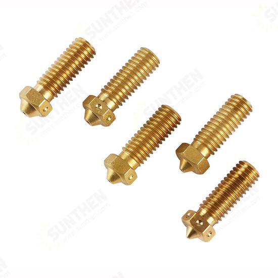 5Pcs V6 Brass Heating Block Nozzle 1.75mm 0.4/0.6/0.8/1/1.2mm Extruder Nozzle Kit for 3D Printer