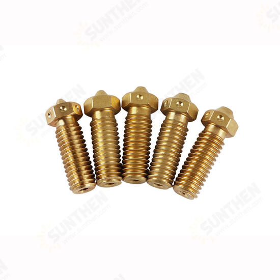 5Pcs V6 Brass Heating Block Nozzle 1.75mm 0.4/0.6/0.8/1/1.2mm Extruder Nozzle Kit for 3D Printer