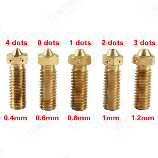 5Pcs for One Size Brass Heating Block Nozzle 1.75mm 0.4/0.6/0.8/1/1.2mm for 3D Printer