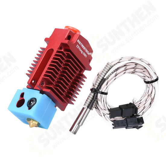 2-In-1-Out Dual Color Switching Hotend Bowden Extruder Kit 12V/24V Black/Red with Cooling Fan PTFE Tube