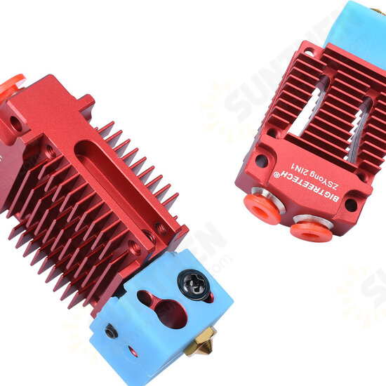 2-In-1-Out Dual Color Switching Hotend Bowden Extruder Kit 12V/24V Black/Red with Cooling Fan PTFE Tube