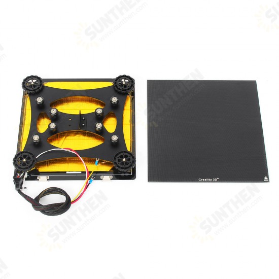 310*320*4mm Heated Bed + Back Support Slide Block Plate With Pulley + Ultrabase Glass Plate Platform For CR-10S PRO/CR-X 3D Printer Part