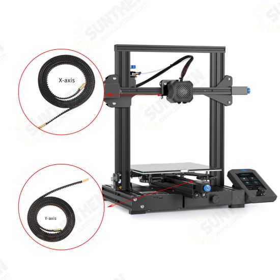 v2 Gates 2GT-6mm X-axis + Y-axis Belt Rubber Cotter Open Gear Timing Belt for 3D Printer Accessories