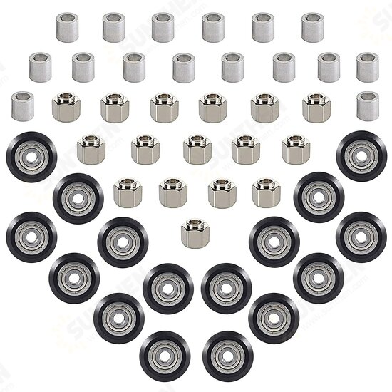 16sets POM Pulley Wheel Black/Transparent with Round Column & Eccentric Spacer Replacement Parts Kit for 3D Printer 16sets POM Pulley Wheel Black/Transparent with Round Column & Eccentric Spacer Replacement Parts Kit for 3D Printer