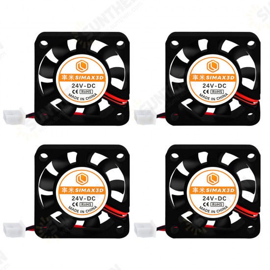 4Pcs 24V 0.08A 4010 40*40mm Cooling Fan with 1M Cable for 3D Printer