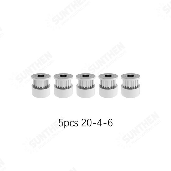 5Pcs GT2 Timing Pulley 16/20 Teeth Wheel Bore 4/5/6/6.35/8mm Aluminium Gear Teeth Width 6/10mm 3D Printers Parts Black/Silver