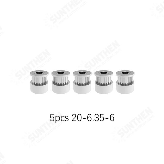 5Pcs GT2 Timing Pulley 16/20 Teeth Wheel Bore 4/5/6/6.35/8mm Aluminium Gear Teeth Width 6/10mm 3D Printers Parts Black/Silver