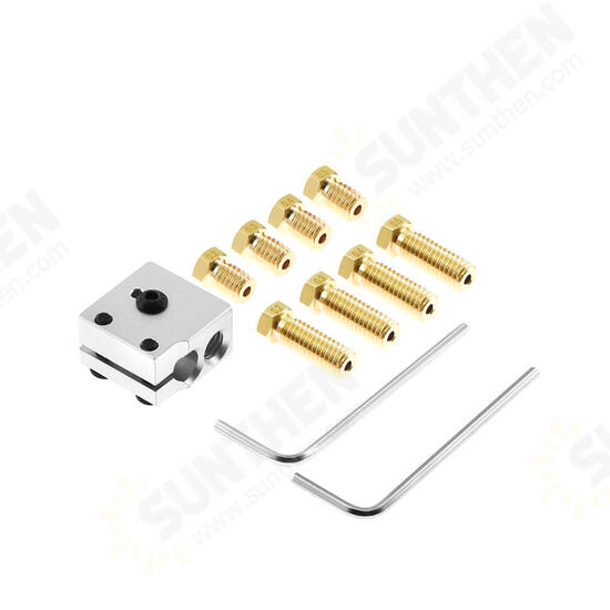 12V V6 J-head Extruder 1.75mm Volcano Block Long Distance Nozzle Kits With 8pcs Nozzle & Cooling Fan for 3D Printer