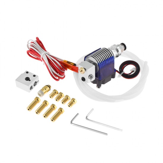 12V V6 J-head Extruder 1.75mm Volcano Block Long Distance Nozzle Kits With 8pcs Nozzle & Cooling Fan for 3D Printer