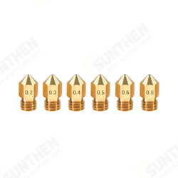 Brass Nozzle 1.75mm M6 Thread 0.2/0.3/0.4/0.5/0.6/0.8mm for 3D Printer Brass Nozzle 1.75mm M6 Thread 0.2/0.3/0.4/0.5/0.6/0.8mm for 3D Printer