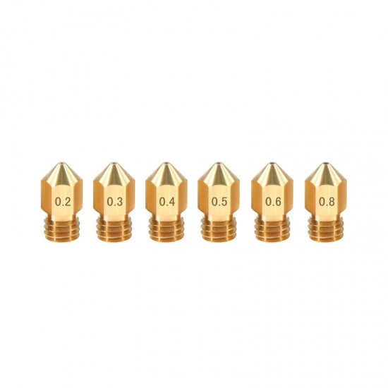Brass Nozzle 1.75mm M6 Thread 0.2/0.3/0.4/0.5/0.6/0.8mm for 3D Printer