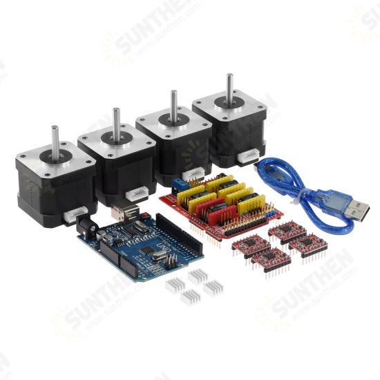 CNC Shield + UNO R3 Board +4x A4988 Stepper Motor Driver +4x 4401 Stepper Motor Kit for 3D Printer