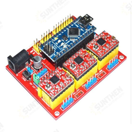 CNC Shield V4 Expansion Board With Nano & 3Pcs Red A4988 For 3D Printer