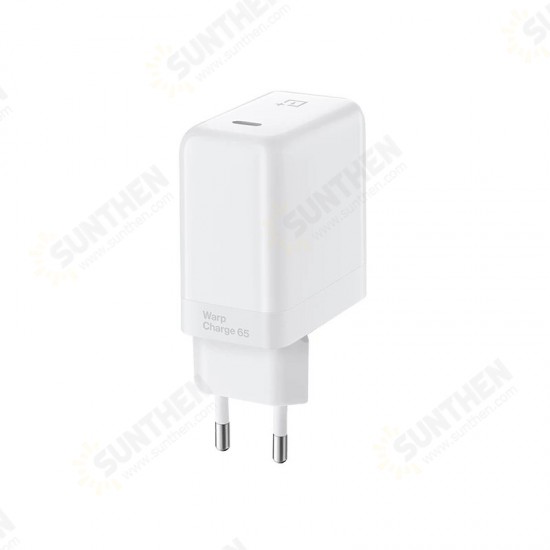 65W Warp Charge USB-C Charger Dash Warp Fast Charging Wall Adapter EU Plug With 65W 6.5A Max USB-C to USB-C Cable For OnePlus iPad MacBook Huawei