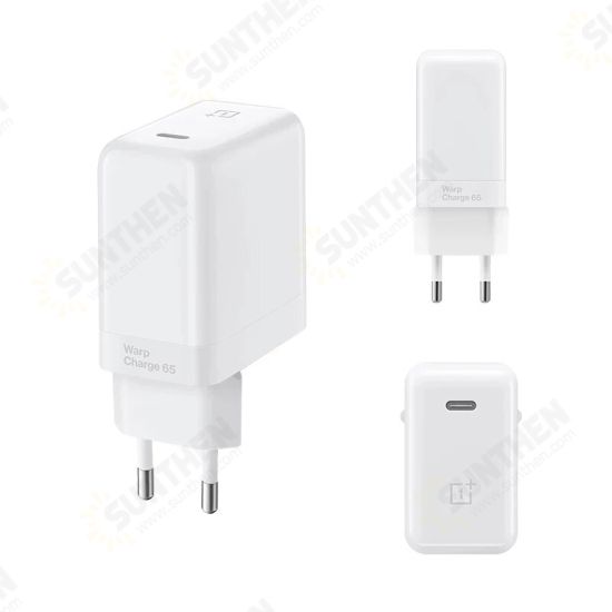 65W Warp Charge USB-C Charger Dash Warp Fast Charging Wall Adapter EU Plug With 65W 6.5A Max USB-C to USB-C Cable For OnePlus iPad MacBook Huawei