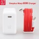 65W Warp Charge USB-C Charger Dash Warp Fast Charging Wall Adapter EU Plug With 65W 6.5A Max USB-C to USB-C Cable For OnePlus iPad MacBook Huawei