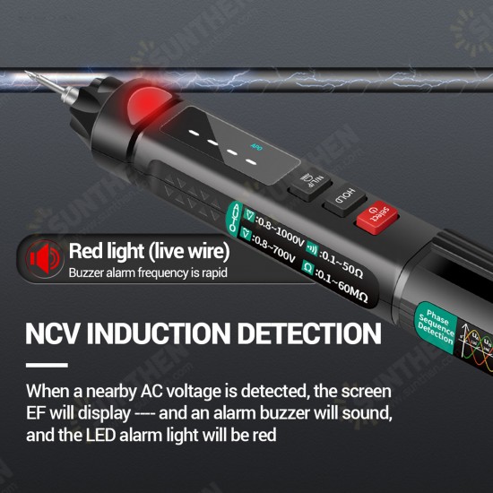 A3007/8 True RMS Digital Multimeter + Voltage Test Pen + Phase Sequences Meter 3 In 1 with LCD Backlight Flashlight NCV Auto-off Multiple Accessories