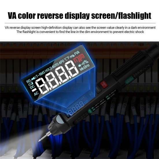 A3008 Digital Multimeter Auto Intelligent Sensor Pen Tester 6000 Counts Non-contact Voltage Meter VA Color Reverse Display Screen