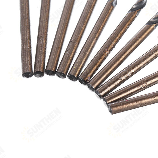 10pcs High Speed Steel Titaniium Coated Drill Bit Set Hexx Shank φ 3.0- φ 4.5