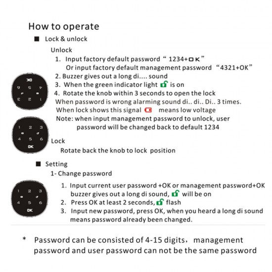 DIY Dry battery Digital Electronic Password Keypad Number Cabinet Code Door Lock drawer Locks Confused password function