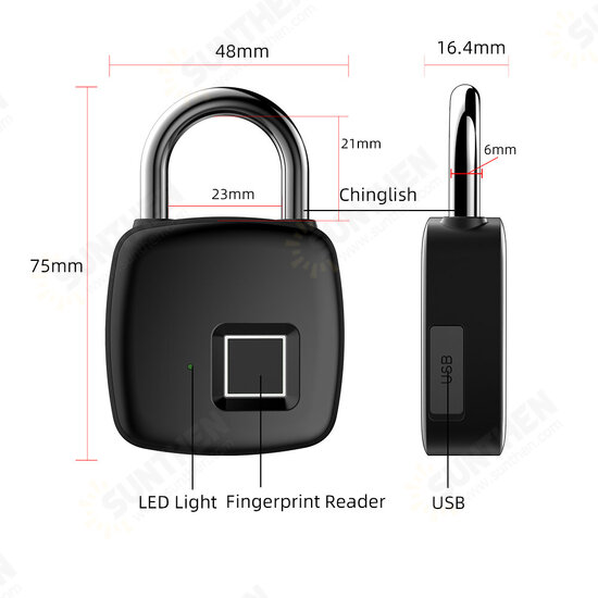 P30 Smart Fingerprint Padlock Lock Padlock Mini Portable Biometric Padlock With USB Charging for Locker Luggage Gym