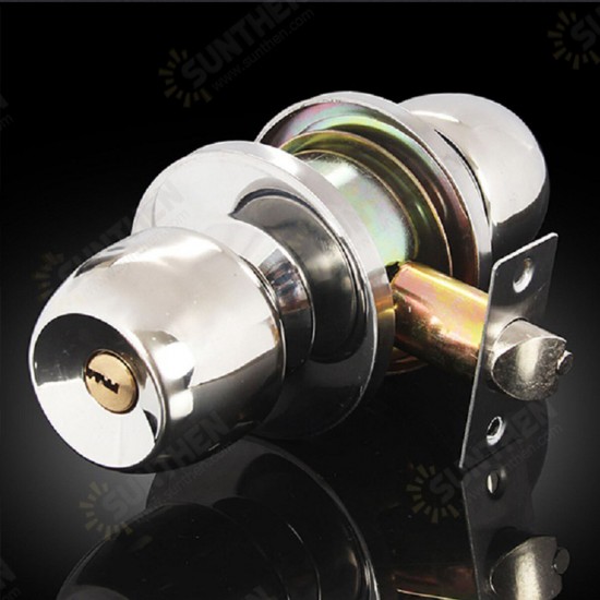 Stainless Steel Round Door Knobs Privacy Passage Entrance Lock Entry with 3 Keys