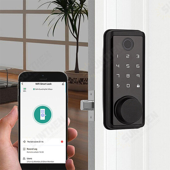 Smart Door Lock Intelligent Anti-theft Gateway Fingerprint Password Card Mobile APP Control Unlock Home Lock USB Urgent Power Supply