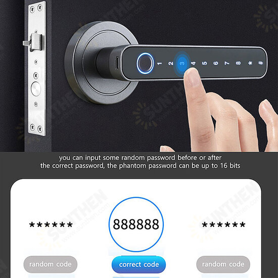 Tuya Smart Door bluetooth Lock Intelligent Anti-theft Door Lock Dynamic Password APP Fingerprint Key Unlock Home Lock