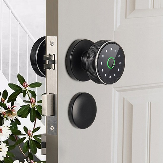 Tuya Wifi Fingerprint Smart Door Lock Ball-shaped Intelligent Digital Door Lock Electronic Password APP Fingerprint Key Unlock Home Lock