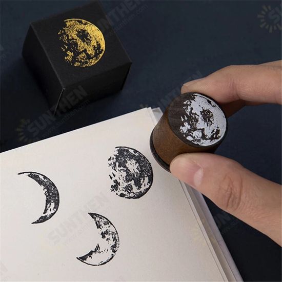 Vintage Moon Series Wood Seal DIY Craft Wooden Rubber Stamps For Scrapbooking Stationery Scrapbooking Standard Stamp