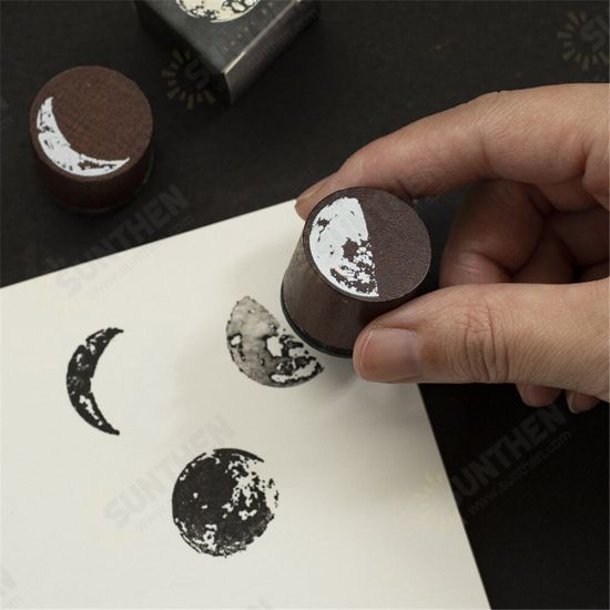 Vintage Moon Series Wood Seal DIY Craft Wooden Rubber Stamps For Scrapbooking Stationery Scrapbooking Standard Stamp