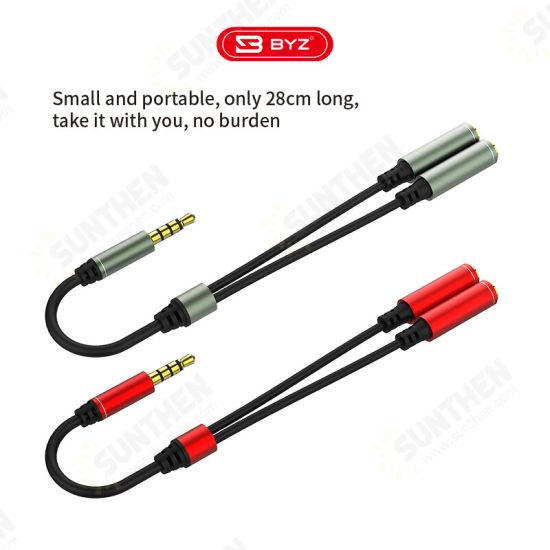 BC-021 3.5mm Male to Dual 3.5mm Female Audio Cable Adapter Headset Combo for Wired Earphones Mobile Phone