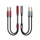 BC-022 3.5mm Male to Aux to Dual 3.5mm Female Audio Cable Adapter with Mic for Wired Earphones Mobile Phone