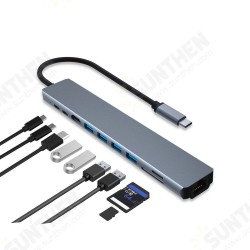 10in1 USB-C Docking Station Adapter With 4K@30Hz HD Display/100W PD3.0 Power/USB-C Data Transfer/RJ45 Network/3.5mm Jack/4* USB3.0/Memory Card Reader 10in1 USB-C Docking Station Adapter With 4K@30Hz HD Display/100W PD3.0 Power/USB-C Data Transfer/RJ45 Network/3.5mm Jack/4* USB3.0/Memory Card Reader