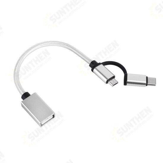 2in1 OTG Type-C Micro USB Data Cable for Samsung S10 9 Note8 LG HUAWEI