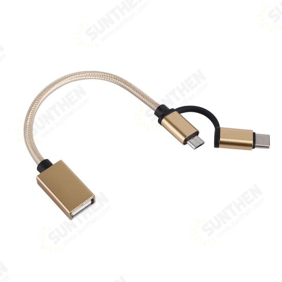 2in1 OTG Type-C Micro USB Data Cable for Samsung S10 9 Note8 LG HUAWEI