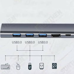 6 In 1 USB-C Hub Docking Station Adapter With 4K HD Display / 65W USB-C PD3.0 Power Delivery / RJ45 Network Port / 3 * USB 3.0 6 In 1 USB-C Hub Docking Station Adapter With 4K HD Display / 65W USB-C PD3.0 Power Delivery / RJ45 Network Port / 3 * USB 3.0