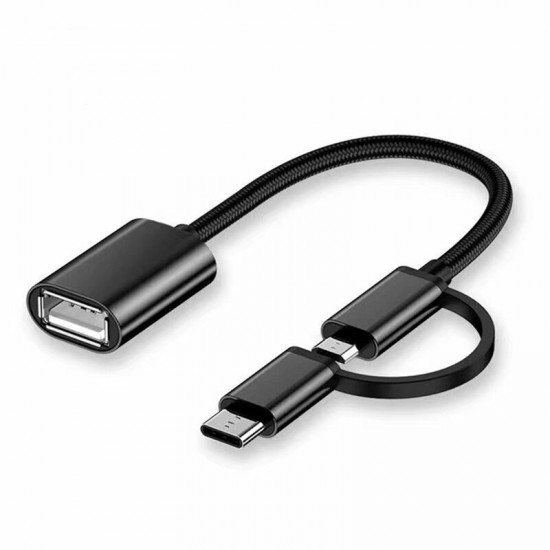2-In-1 Multifunctional Adapter Cable USB to Micro USB/Type-C External Convertor For Samsung Galaxy S21 Note S20 ultra OnePlus 9 Pro