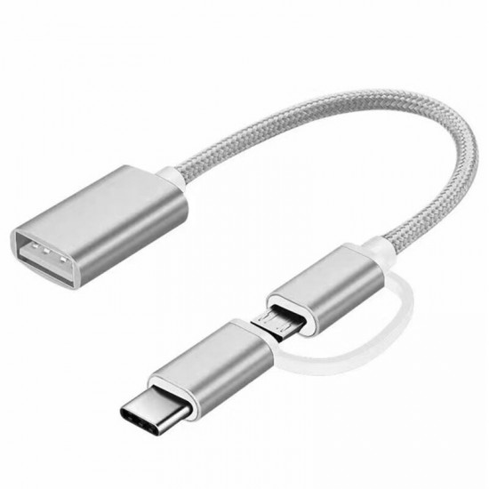 2-In-1 Multifunctional Adapter Cable USB to Micro USB/Type-C External Convertor For Samsung Galaxy S21 Note S20 ultra OnePlus 9 Pro
