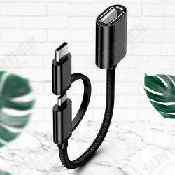 2-In-1 Multifunctional Adapter Cable USB to Micro USB/Type-C External Convertor For Samsung Galaxy S21 Note S20 ultra OnePlus 9 Pro 2-In-1 Multifunctional Adapter Cable USB to Micro USB/Type-C External Convertor For Samsung Galaxy S21 Note S20 ultra OnePlus 9 Pro